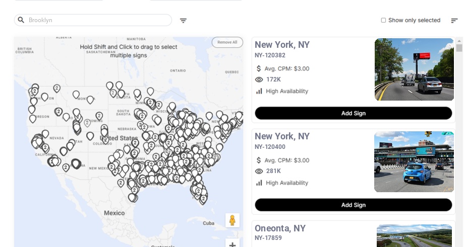 Billboard advertising in Brooklyn Ny, New York - Choose your favorite location