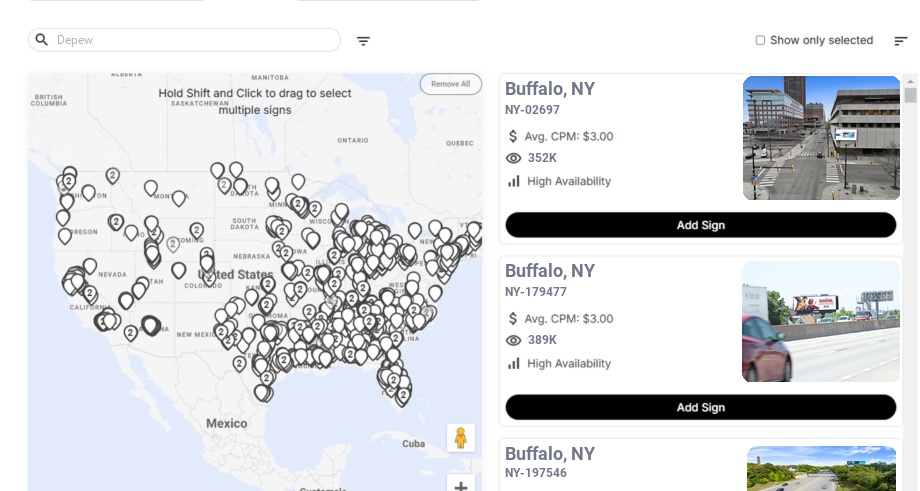 Billboard advertising in Depew Ny, New York - Choose your favorite location