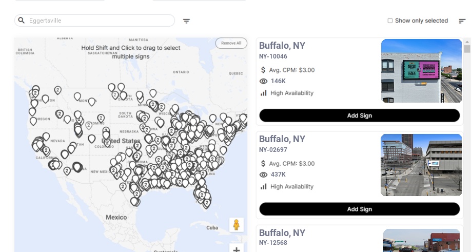 Billboard advertising in Eggertsville Ny, New York - Choose your favorite location