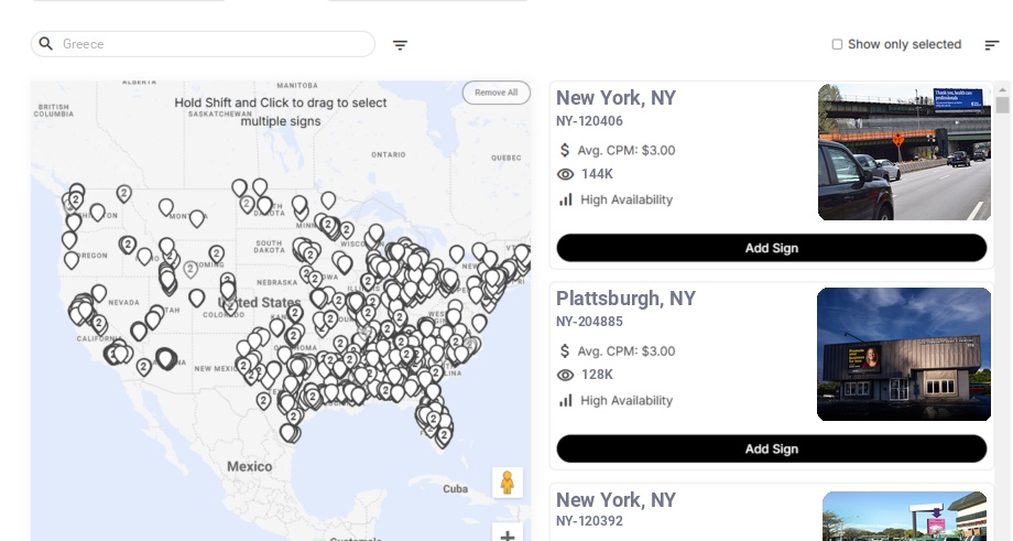 Billboard advertising in Greece Ny, New York - Choose your favorite location
