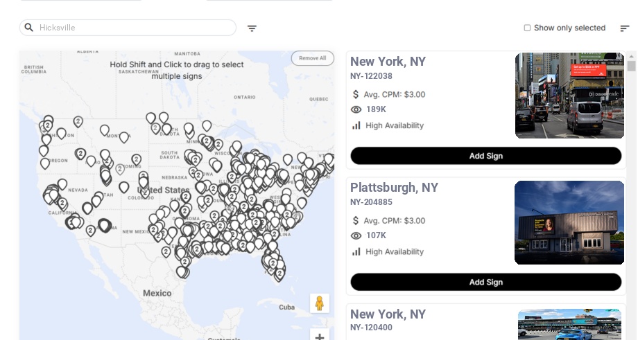 Infographic showing key insights and demographics for New York, Hicksville