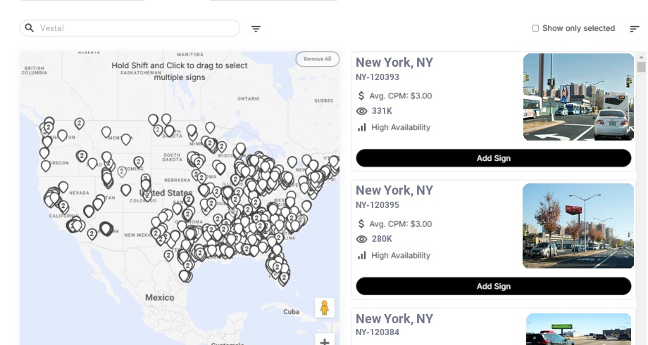 Billboard advertising in Vestal Ny, New York - Choose your favorite location