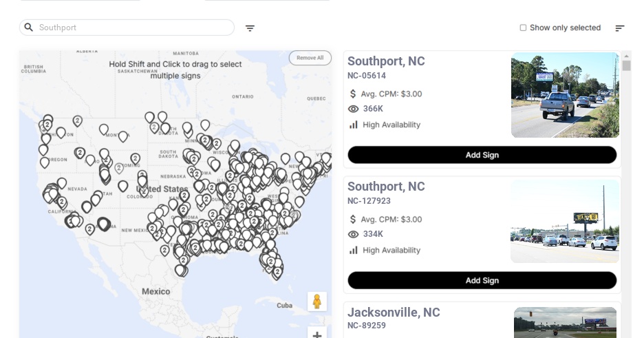 Billboard advertising in Southport Nc, North Carolina - Choose your favorite location