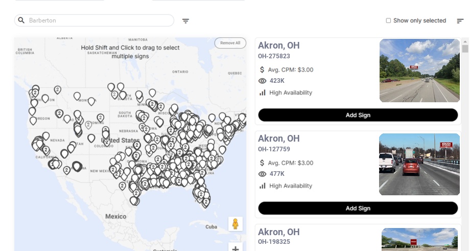 Billboard advertising in Barberton Oh, Ohio - Choose your favorite location