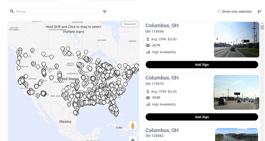 Billboard advertising in Bexley Oh, Ohio - Choose your favorite location