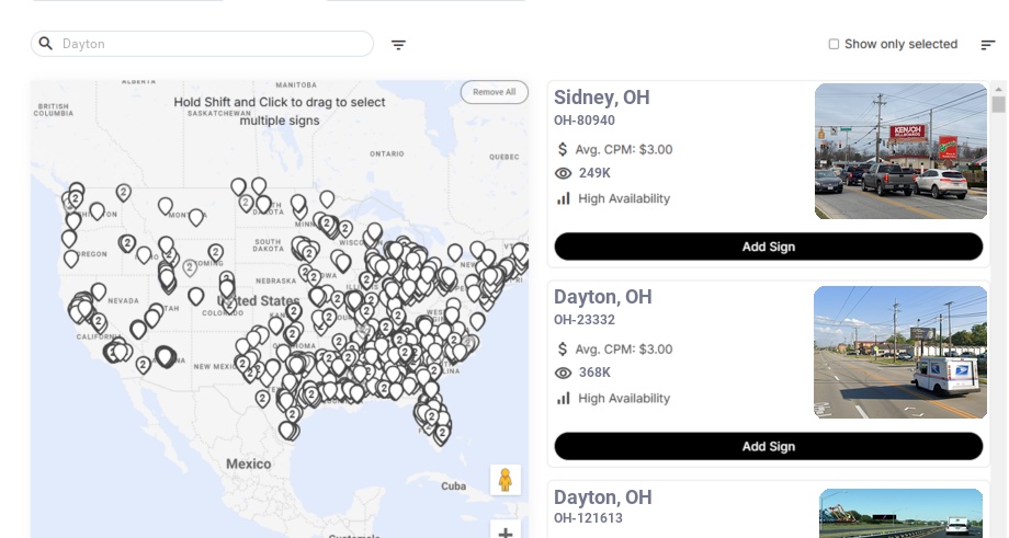 Billboard advertising in Dayton Oh, Ohio - Choose your favorite location