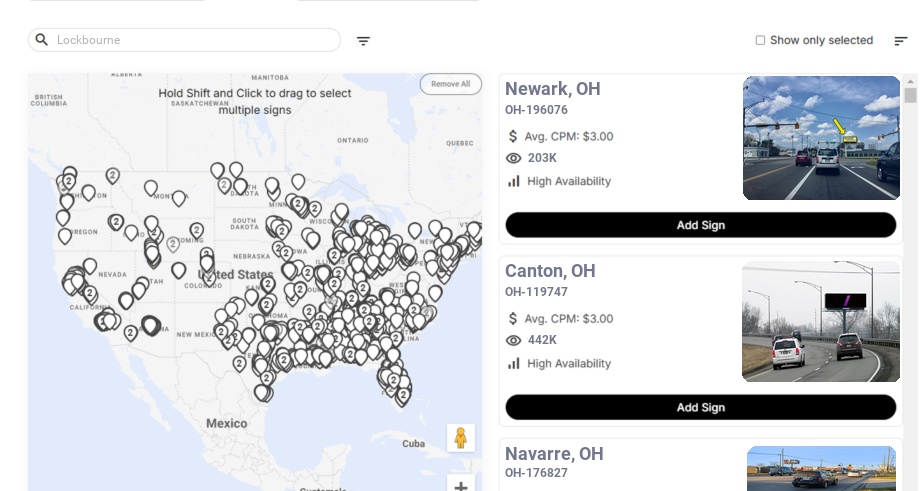 Billboard advertising in Lockbourne Oh, Ohio - Choose your favorite location