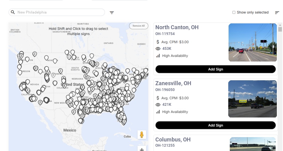 Billboard advertising in New Philadelphia Oh, Ohio - Choose your favorite location