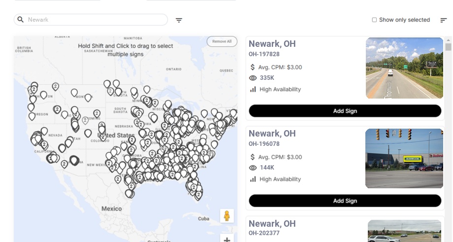 Billboard advertising in Newark Oh, Ohio - Choose your favorite location