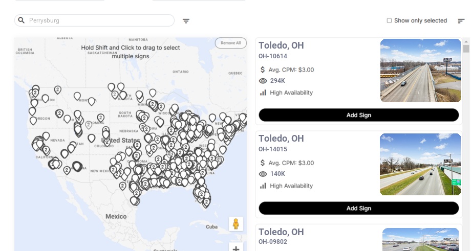 Billboard advertising in Perrysburg Oh, Ohio - Choose your favorite location