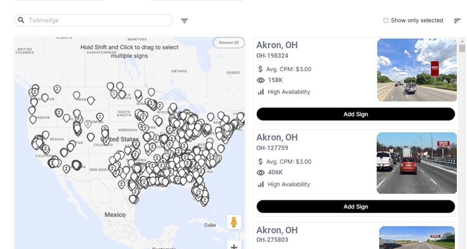 Billboard advertising in Tallmadge Oh, Ohio - Choose your favorite location