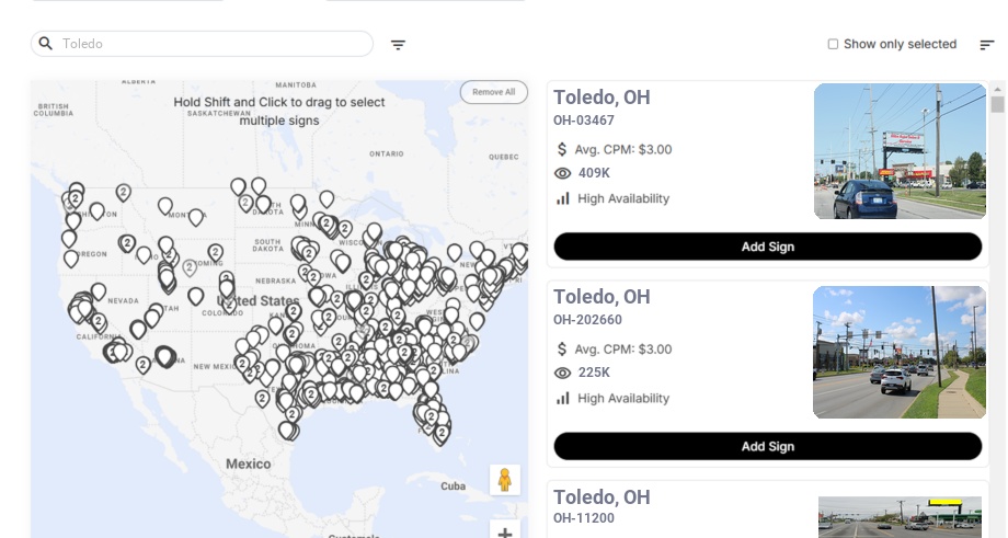 Billboard advertising in Toledo Oh, Ohio - Choose your favorite location