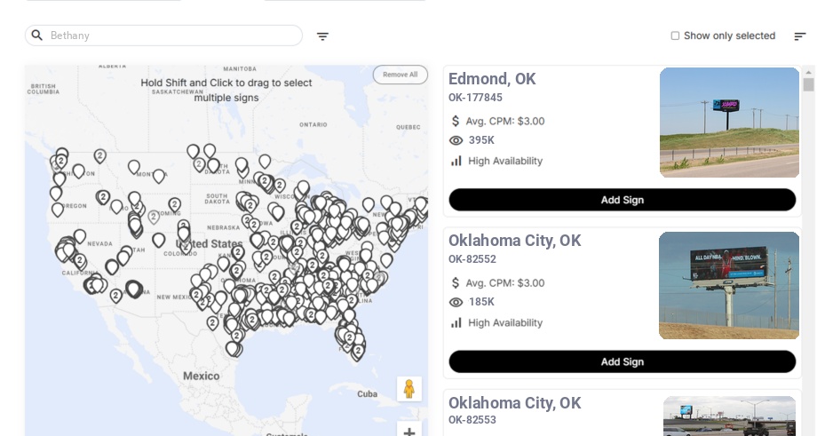Billboard advertising in Bethany Ok, Oklahoma - Choose your favorite location