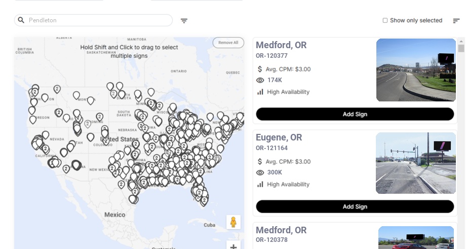 Billboard advertising in Pendleton Or, Oregon - Choose your favorite location