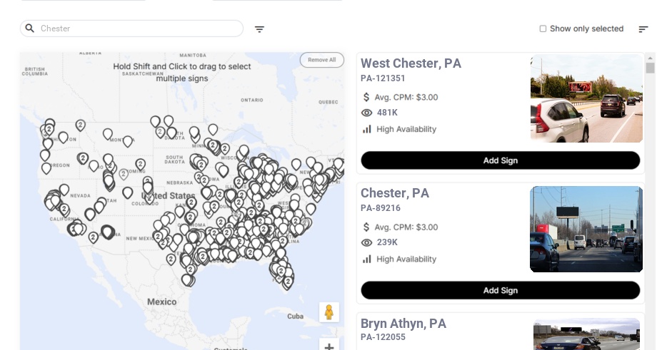 Billboard advertising in Chester Pa, Pennsylvania - Choose your favorite location