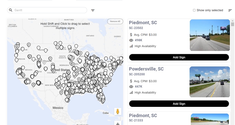 Billboard advertising in Gantt Sc, South Carolina - Choose your favorite location