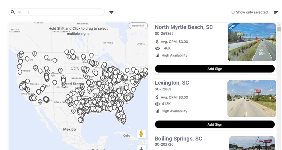 Infographic showing key insights and demographics for South Carolina, Mullins Sc