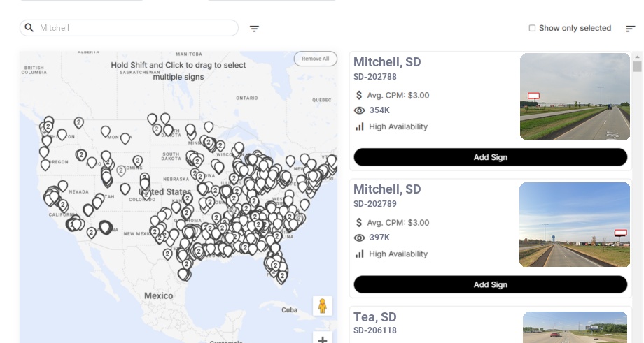 Billboard advertising in Mitchell, South Dakota - Choose your favorite location