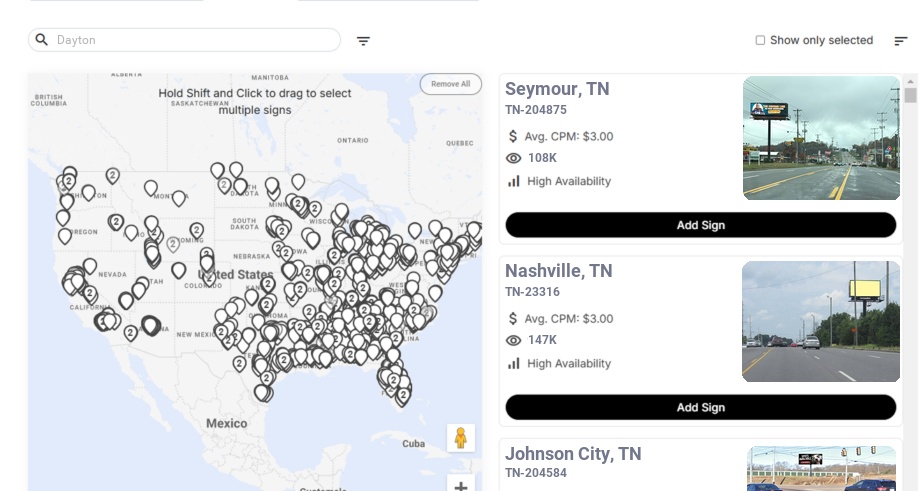 Billboard advertising in Dayton Tn, Tennessee - Choose your favorite location