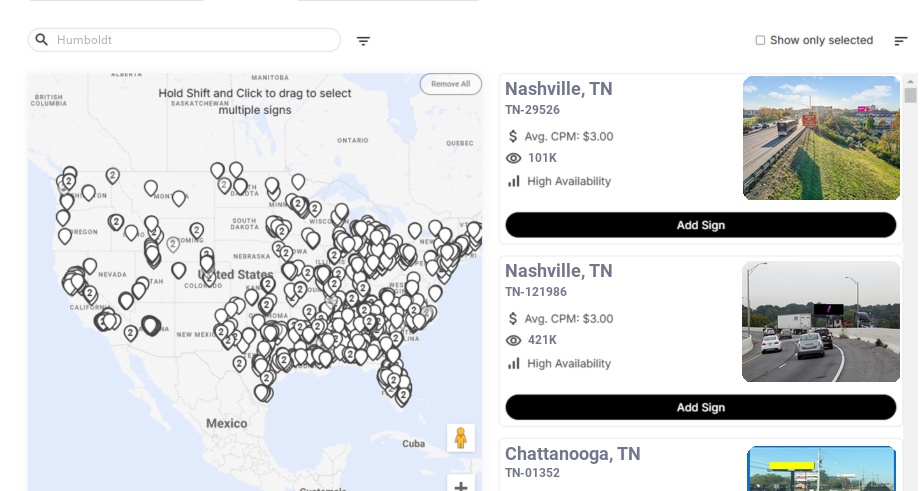 Billboard advertising in Humboldt Tn, Tennessee - Choose your favorite location