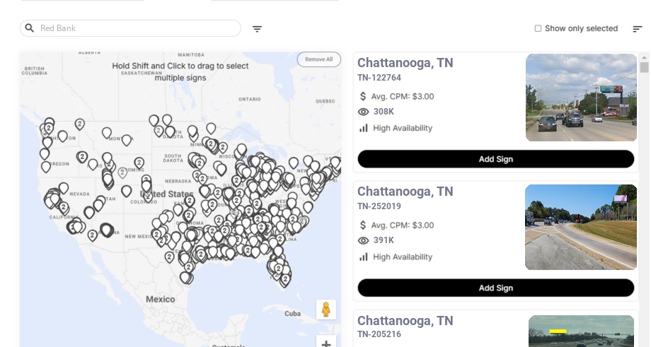 Billboard advertising in Red Bank Tn, Tennessee - Choose your favorite location