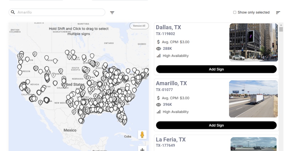Billboard advertising in Amarillo Tx, Texas - Choose your favorite location