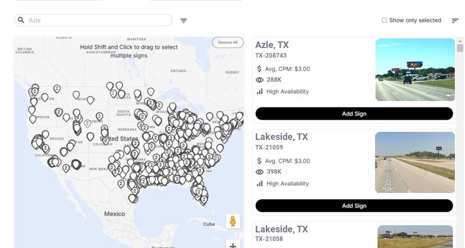 Billboard advertising in Azle Tx, Texas - Choose your favorite location