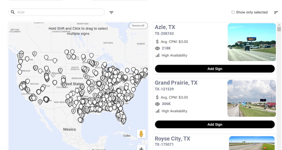 Billboard advertising in Azle, Texas - Choose your favorite location