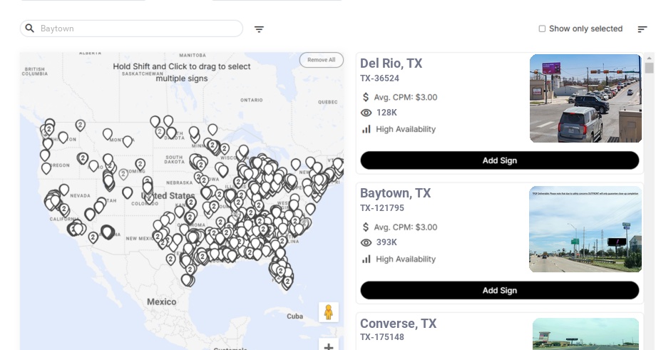 Billboard advertising in Baytown, Texas - Choose your favorite location