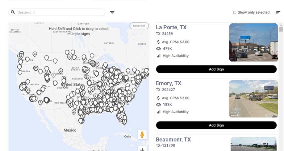 Billboard advertising in Beaumont, Texas - Choose your favorite location