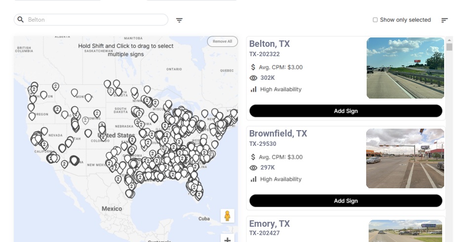 Billboard advertising in Belton Tx, Texas - Choose your favorite location