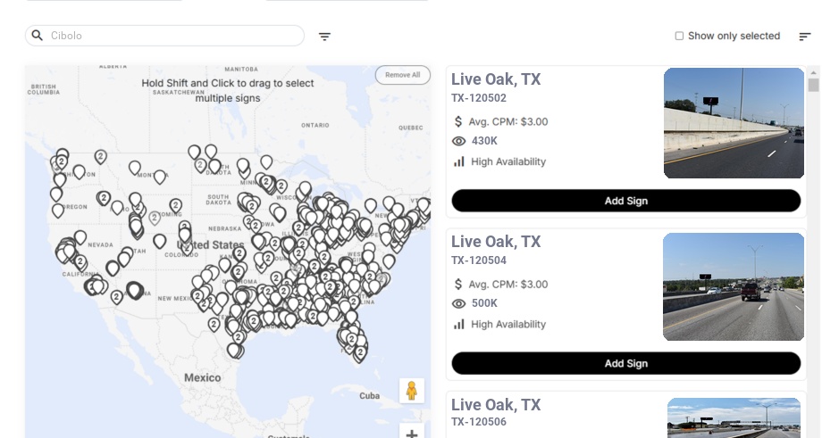 Billboard advertising in Cibolo Tx, Texas - Choose your favorite location