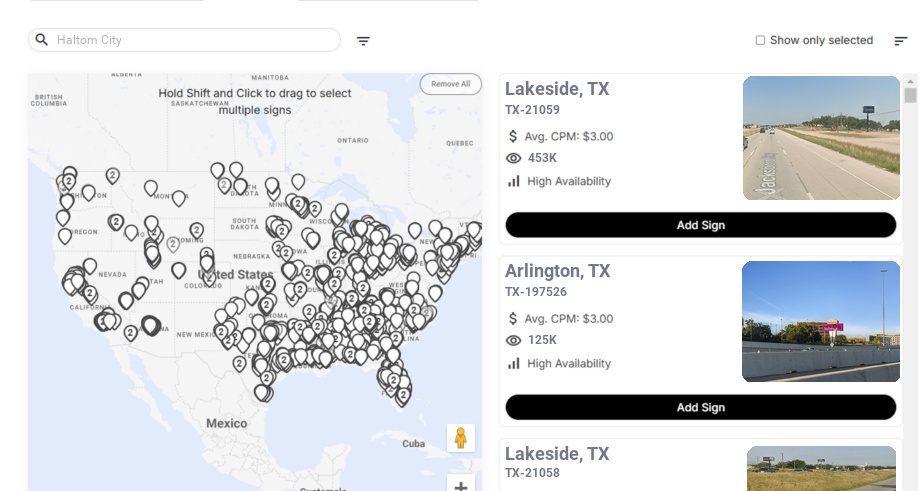 Billboard advertising in Haltom City Tx, Texas - Choose your favorite location