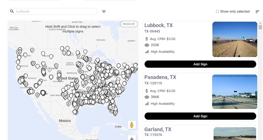 Billboard advertising in Lubbock, Texas - Choose your favorite location