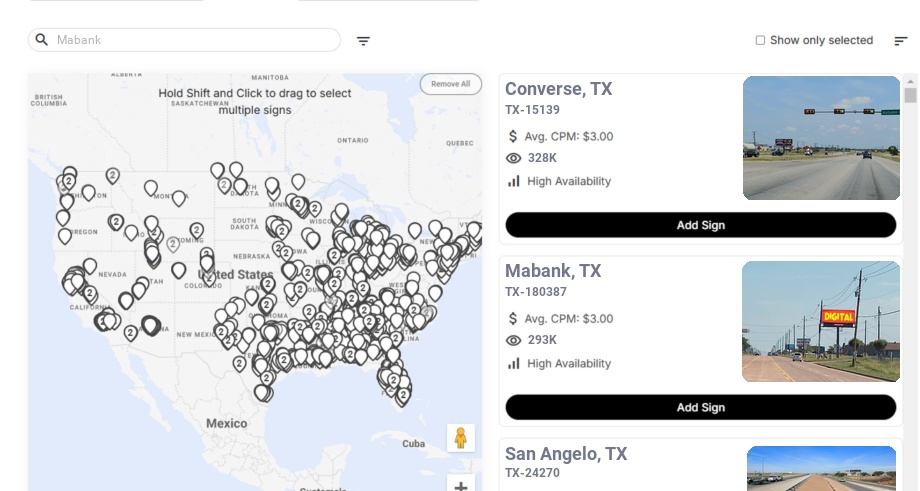 Billboard advertising in Mabank Tx, Texas - Choose your favorite location