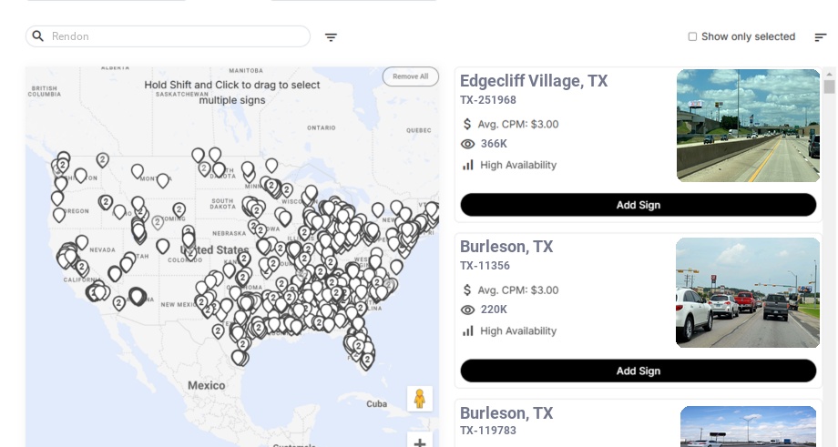 Billboard advertising in Rendon Tx, Texas - Choose your favorite location