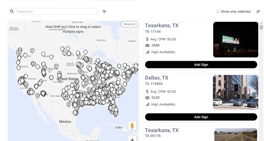Billboard advertising in Texarkana Tx, Texas - Choose your favorite location