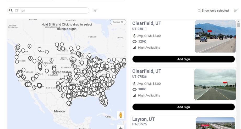 Billboard advertising in Clinton Ut, Utah - Choose your favorite location