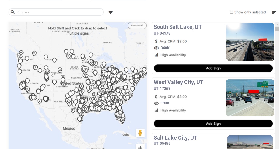 Billboard advertising in Kearns Ut, Utah - Choose your favorite location