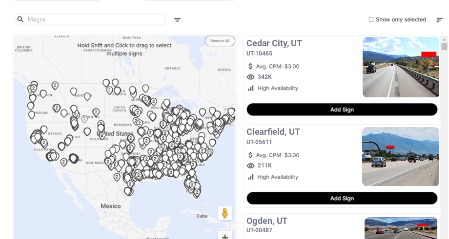 Billboard advertising in Magna Ut, Utah - Choose your favorite location