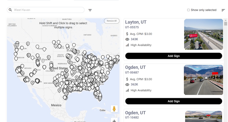 Billboard advertising in West Haven Ut, Utah - Choose your favorite location