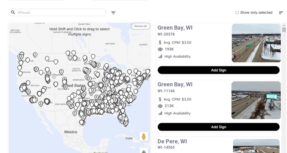 Billboard advertising in Allouez Wi, Wisconsin - Choose your favorite location