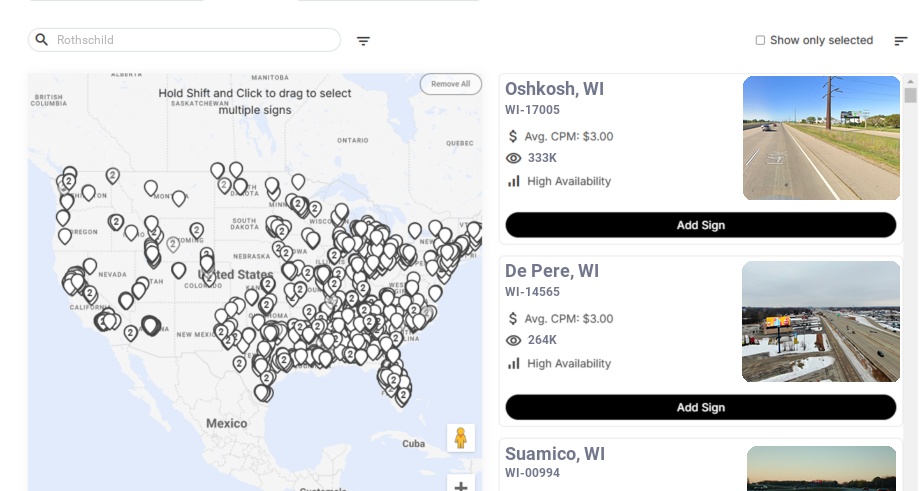 Billboard advertising in Rothschild Wi, Wisconsin - Choose your favorite location