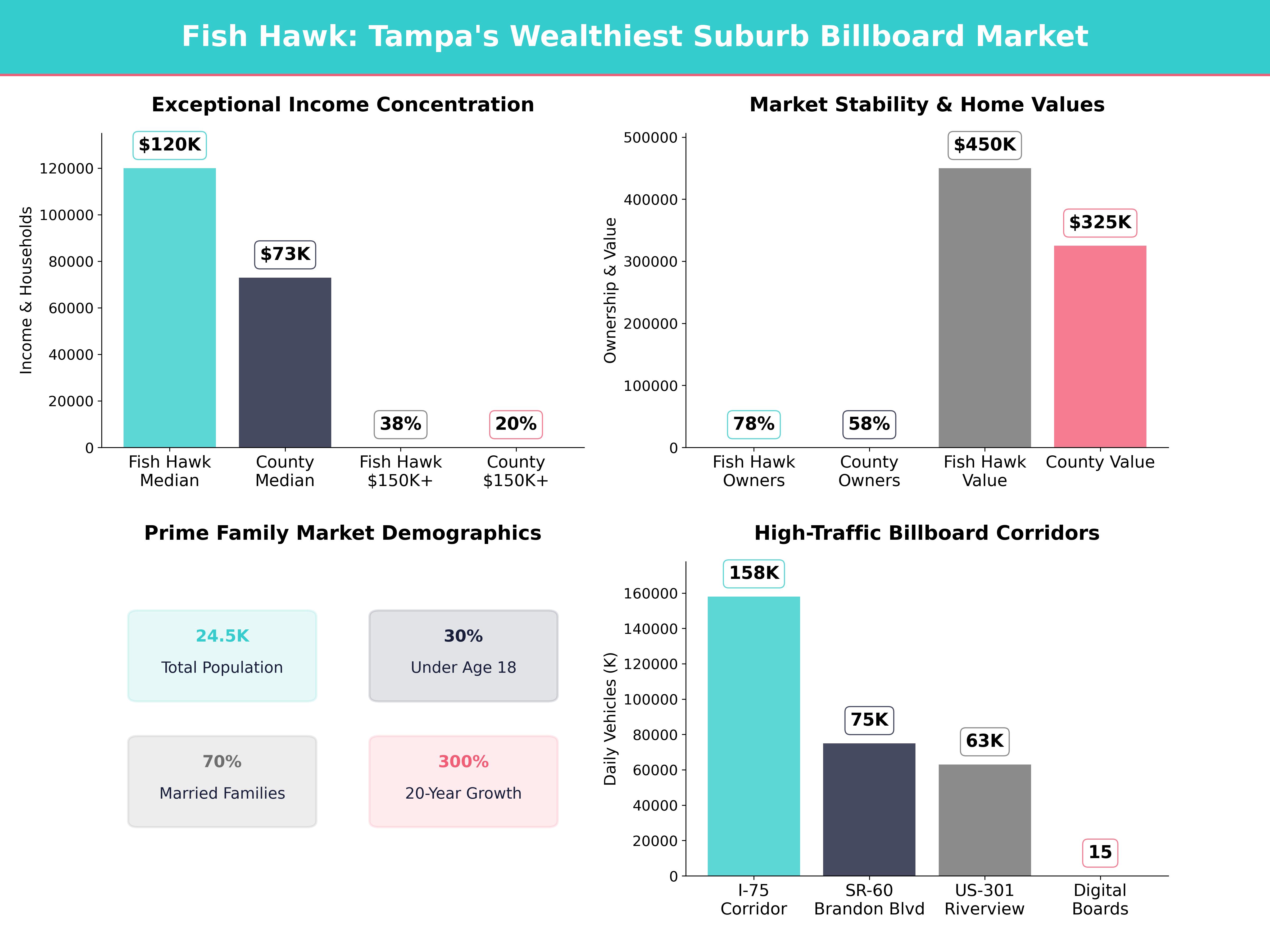 Infographic showing key insights and demographics for Florida, Fish Hawk