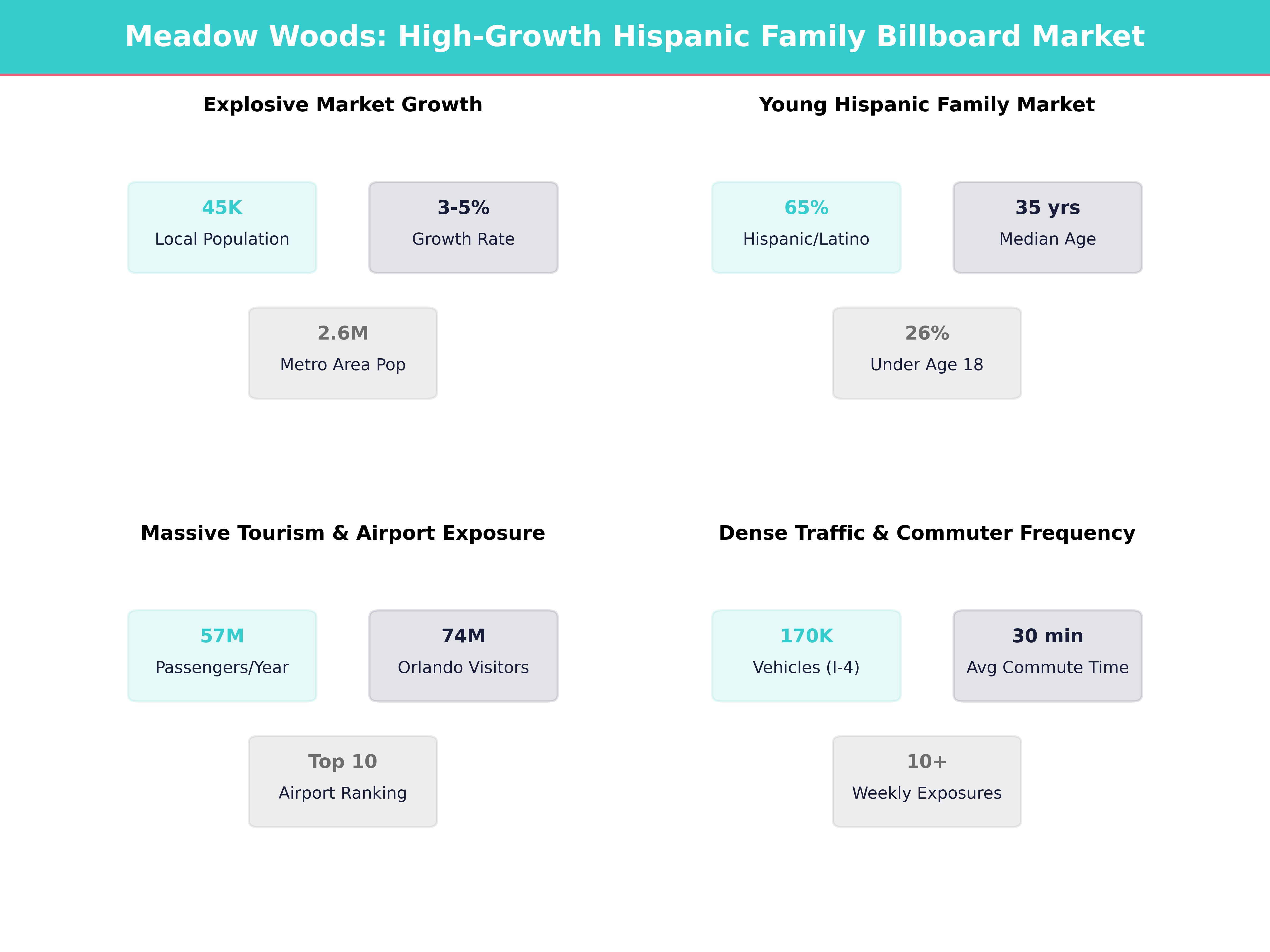 Infographic showing key insights and demographics for Florida, Meadow Woods