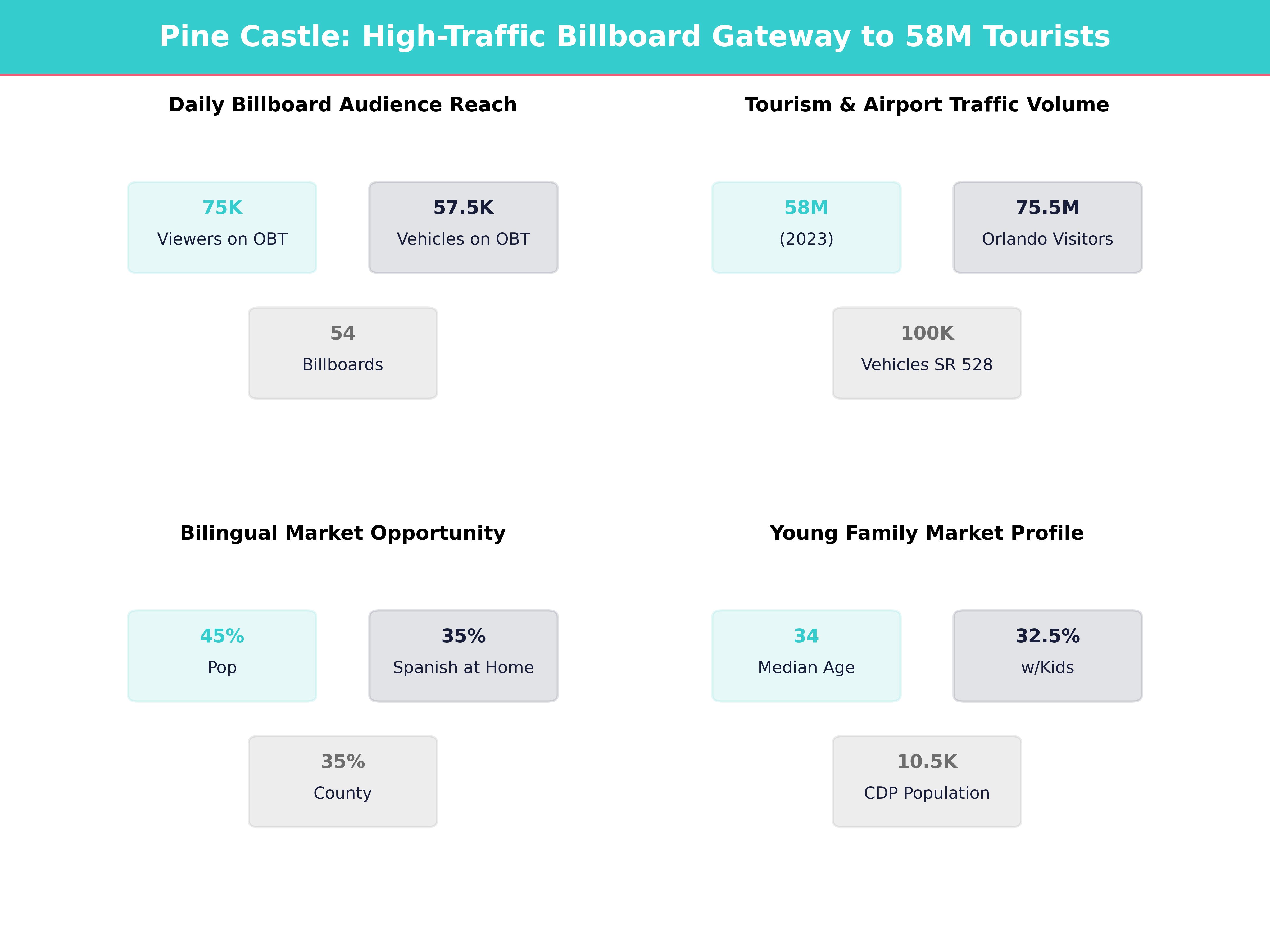 Infographic showing key insights and demographics for Florida, Pine Castle