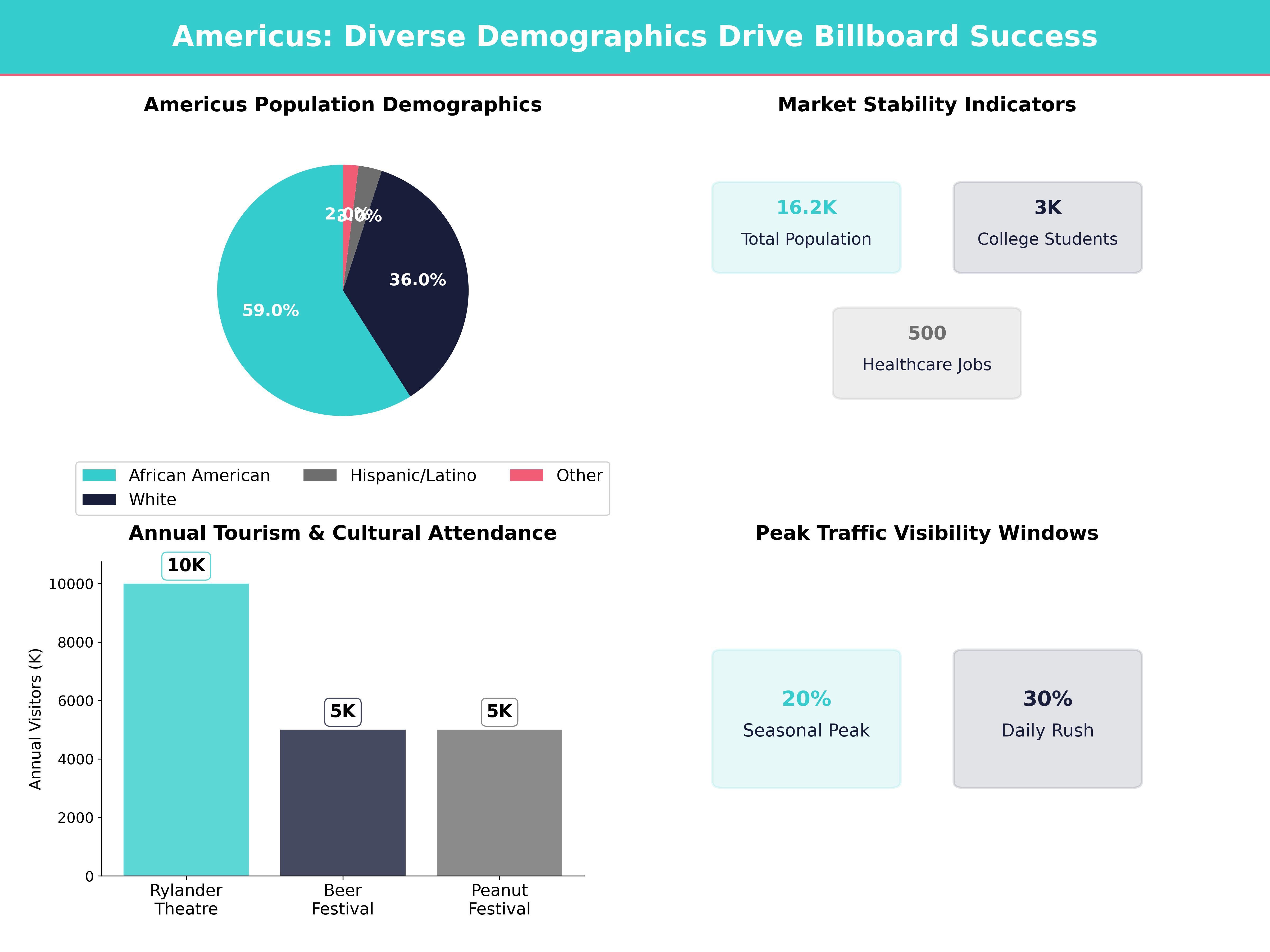Infographic showing key insights and demographics for Georgia, Americus