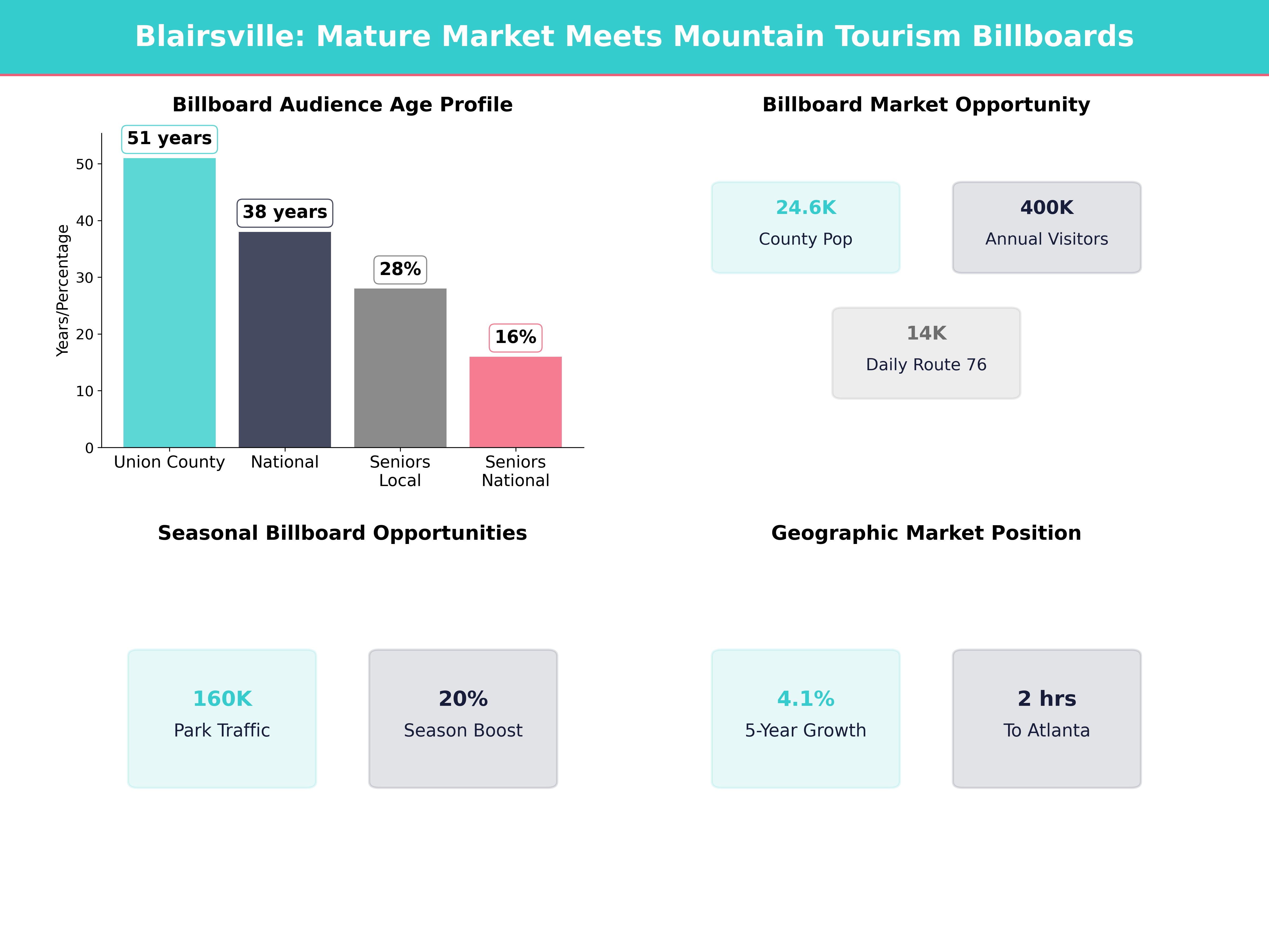 Infographic showing key insights and demographics for Georgia, Blairsville