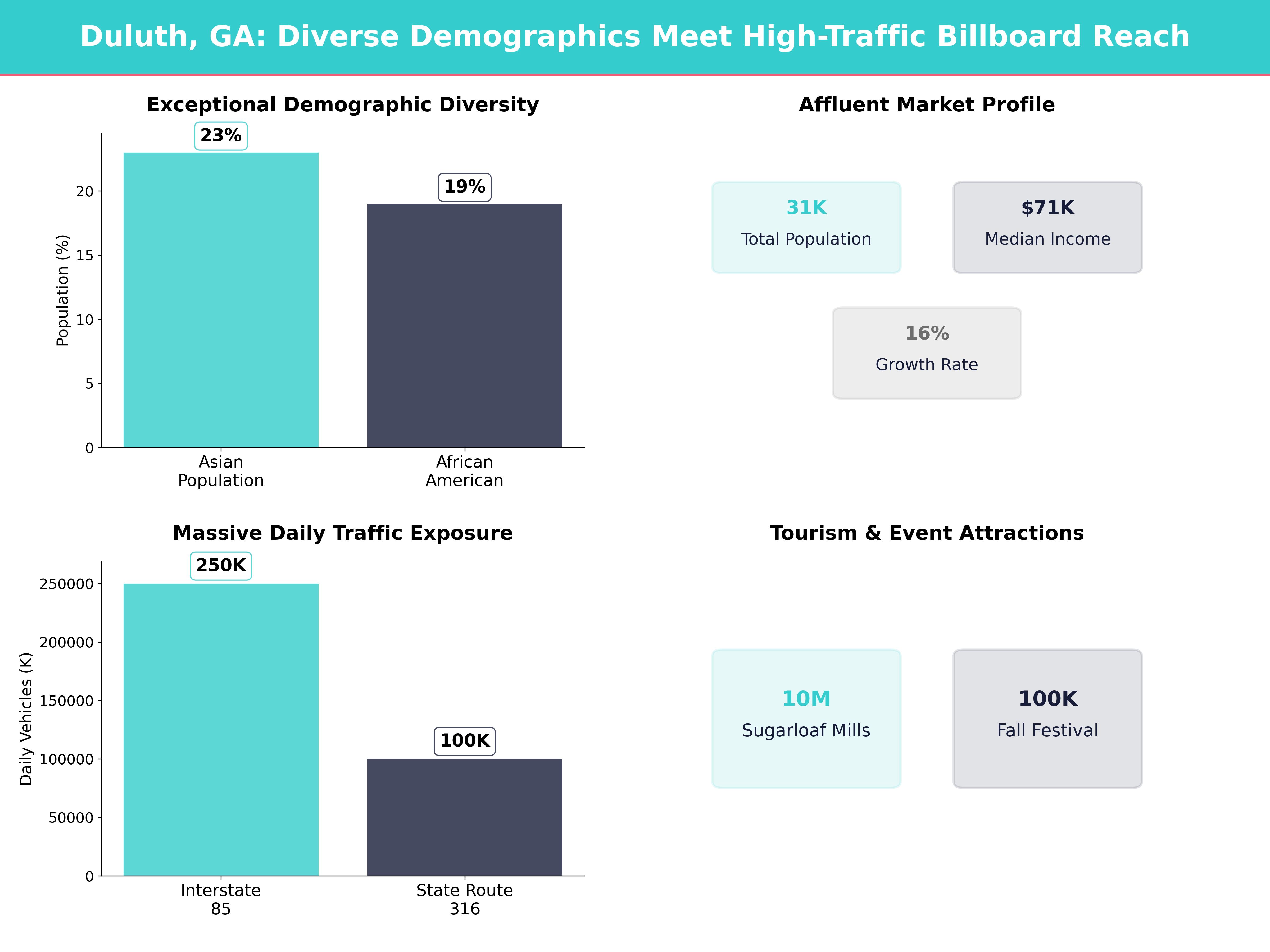 Infographic showing key insights and demographics for Georgia, Duluth