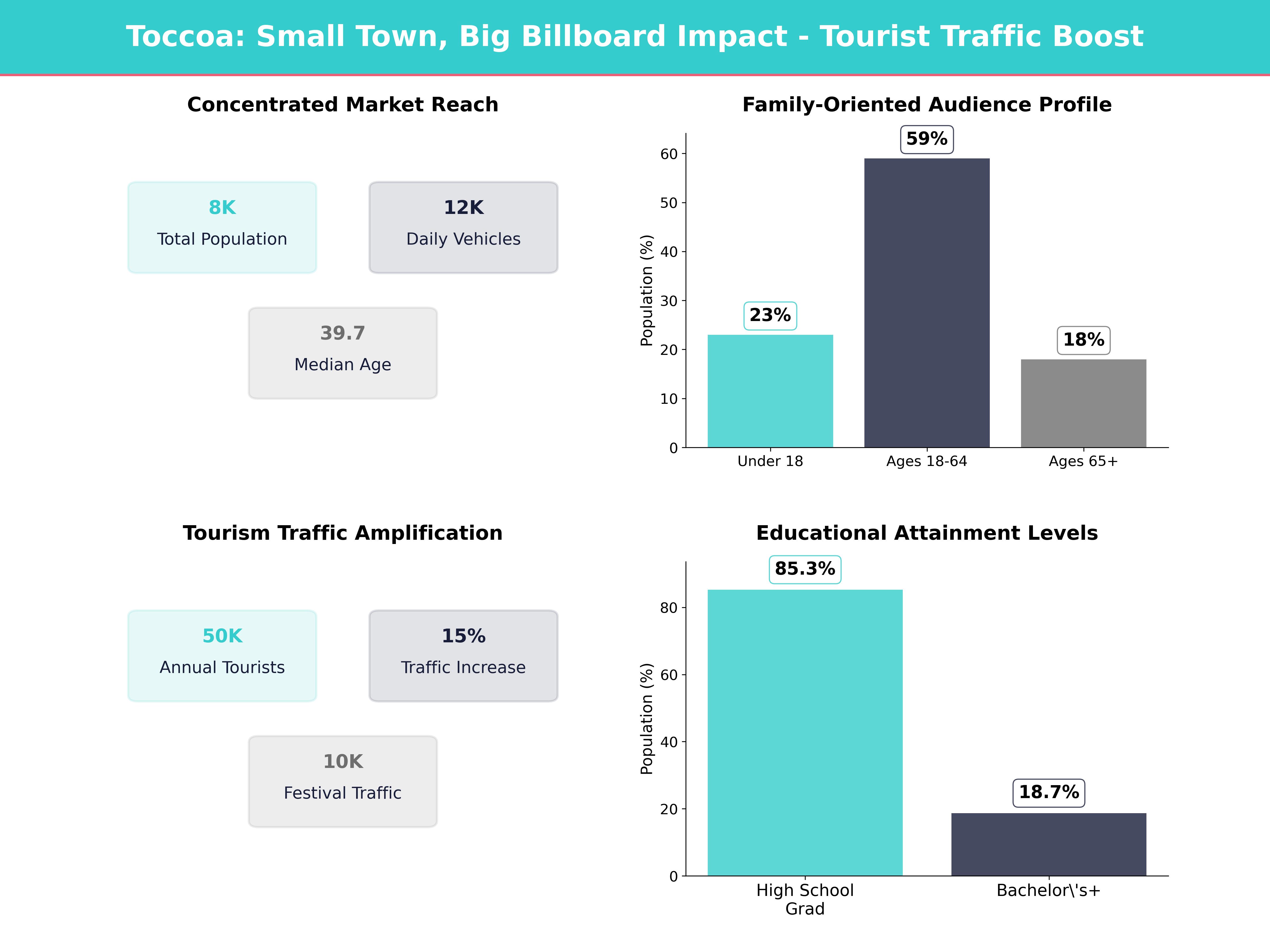 Infographic showing key insights and demographics for Georgia, Toccoa